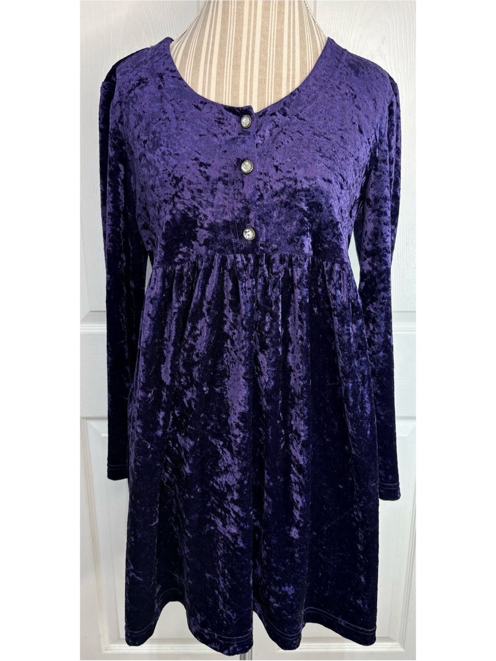 Vintage 90s All that Jazz Purple Crushed Velvet Babydoll Dress WhimsyGoth Medium